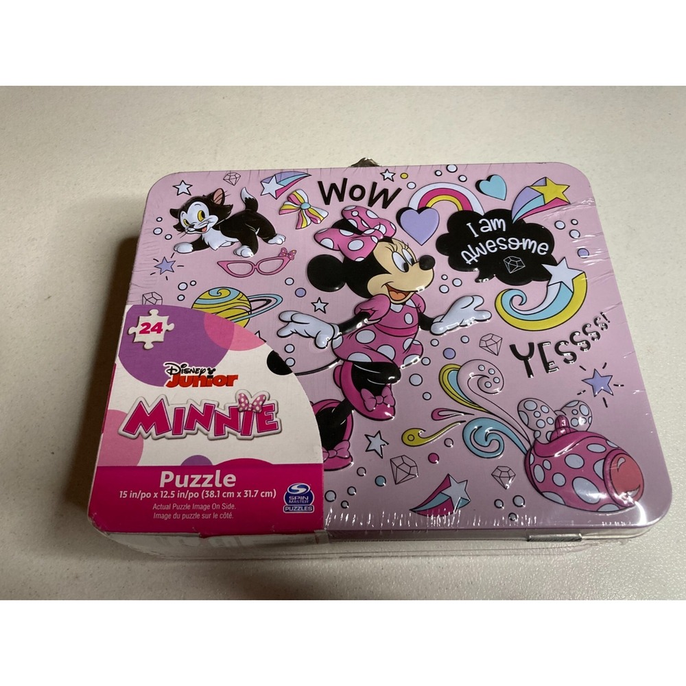 Disney Junior Minnie Mouse Tin Lunch Box Puzzle Bundle 24 Pieces New Sealed